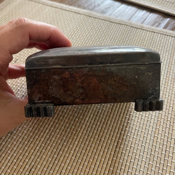 Silver & Cedar Antique Footed Box - 1894 Poole Cigarette case 3.25x4" - Picture 4 of 4